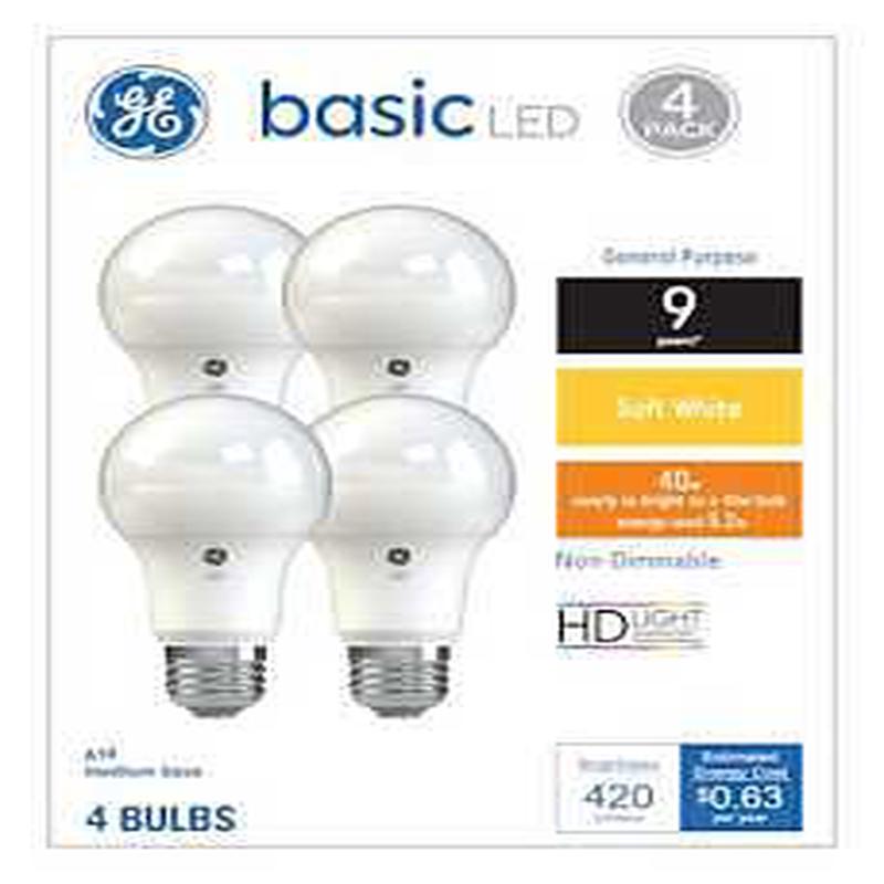 GE Industrial Solutions 36990 LED Bulb, General Purpose, 380 Lumens, 5.5 W, A19 Lamp, 40 W Equivalent, E26 Lamp Base