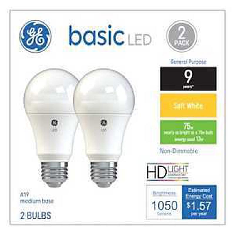 GE Industrial Solutions 37015 LED Bulb, General Purpose, 1050 Lumens, 13 W, A19 Lamp, E26 Lamp Base, Soft White