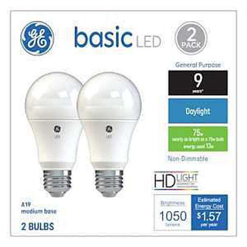 GE Industrial Solutions 37019 LED Bulb, General Purpose, 1050 Lumens, 13 W, A19 Lamp, E26 Lamp Base, Daylight