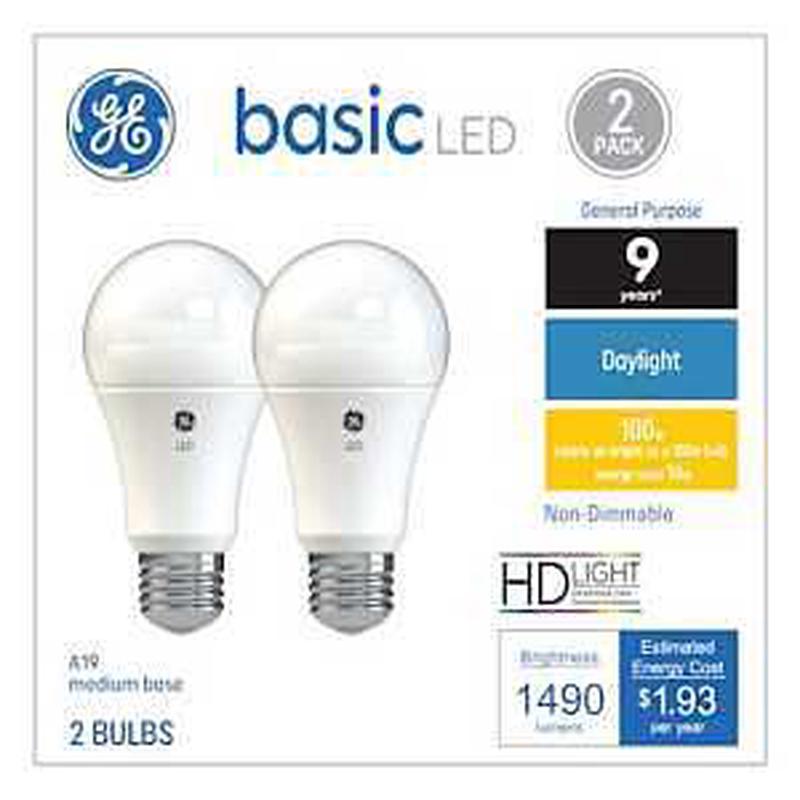 GE Industrial Solutions 37027 LED Bulb, General Purpose, 1490 Lumens, 16 W, A19 Lamp, E26 Lamp Base, Daylight