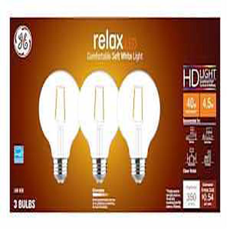 GE Industrial Solutions 43259 LED Bulb, Globe, 350 Lumens, 4.5 W, G25 Lamp, E26 Lamp Base, Dimmable, Clear, Soft White