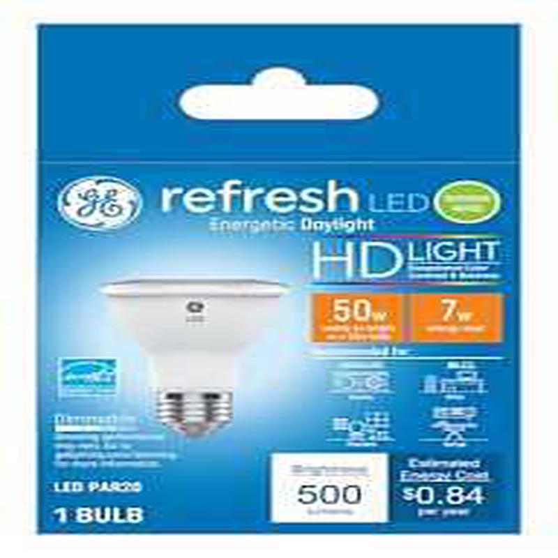 GE Industrial Solutions 45499 LED Bulb, 120 V, 500 Lumens, 7 W, PAR20 Lamp, 50 W Equivalent, E26 Lamp Base