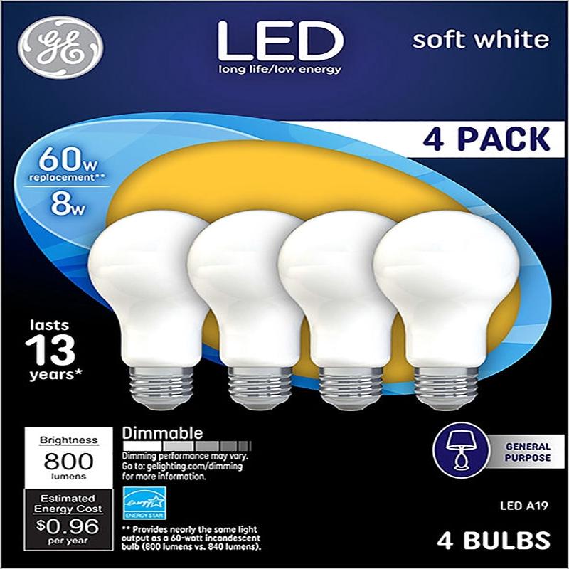 GE Industrial Solutions 93098313 LED Bulb, General Purpose, 750 Lumens, 10 W, A19 Lamp, 60 W Equivalent, Dimmable