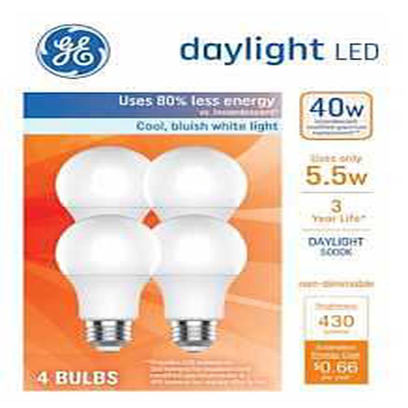GE 93131941 LED Light Bulb, 40 W Equivalent, Medium Lamp Base, Daylight, 5000 K Color Temp