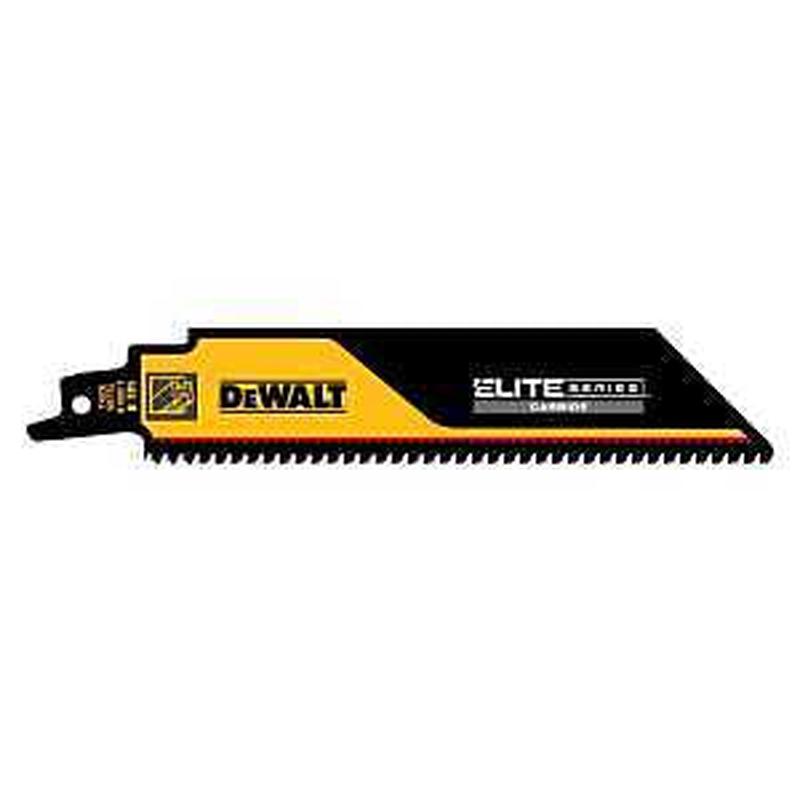 DEWALT ELITE SERIES DWAR6108CT-1 Reciprocating Saw Blade, 1 in W, 6 in L, 8 TPI, Carbide Cutting Edge