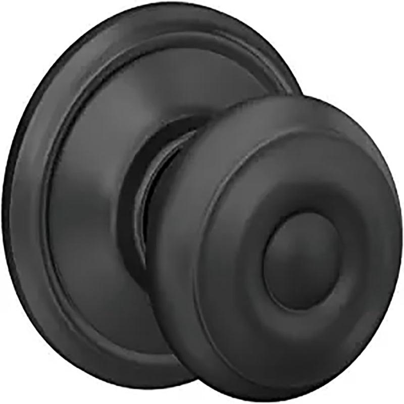 Schlage F Series F10 G GEO 622 Passage Knob, Metal, Matte Black, 2-3/8, 2-3/4 in Backset, 1-3/8 to 1-3/4 in Thick Door