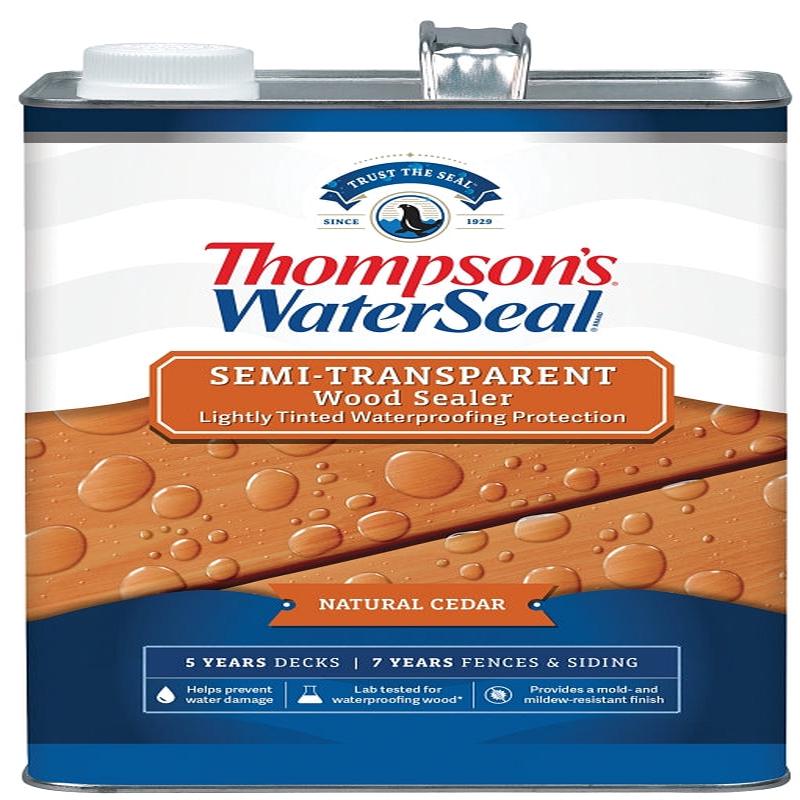 Thompson's WaterSeal TH.092601-16 Wood Sealer, Semi-Transparent, Liquid, Natural Cedar, 1 gal