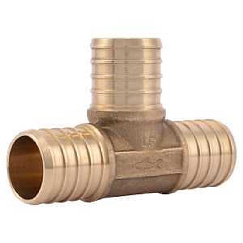 SharkBite UC374LF Pipe Tee, 1 in, Barb x Crimp, Brass, 80 to 160 psi Pressure