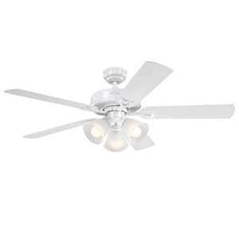 Westinghouse Travis Series 7312000 Indoor Ceiling Fan, White Housing, Rustic Birch/White Blade, 52 in Sweep, MDF Blade
