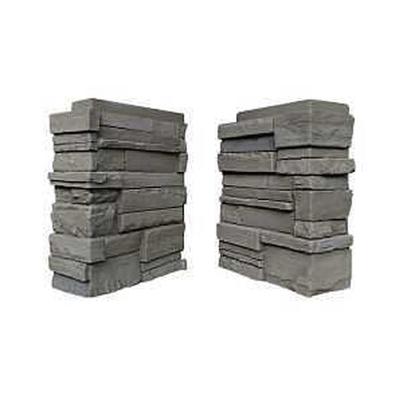 DuraKwik Stone 310ATC Siding Corner, 13 in L, 10 in W, 4 in Thick, Interlocking Edge, Stacked Stone Profile