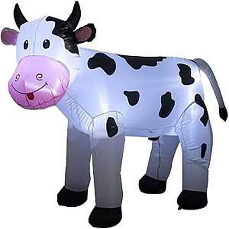 Santas Forest 90812 Inflatable Cow, 5 ft H, Polyester, Black/White
