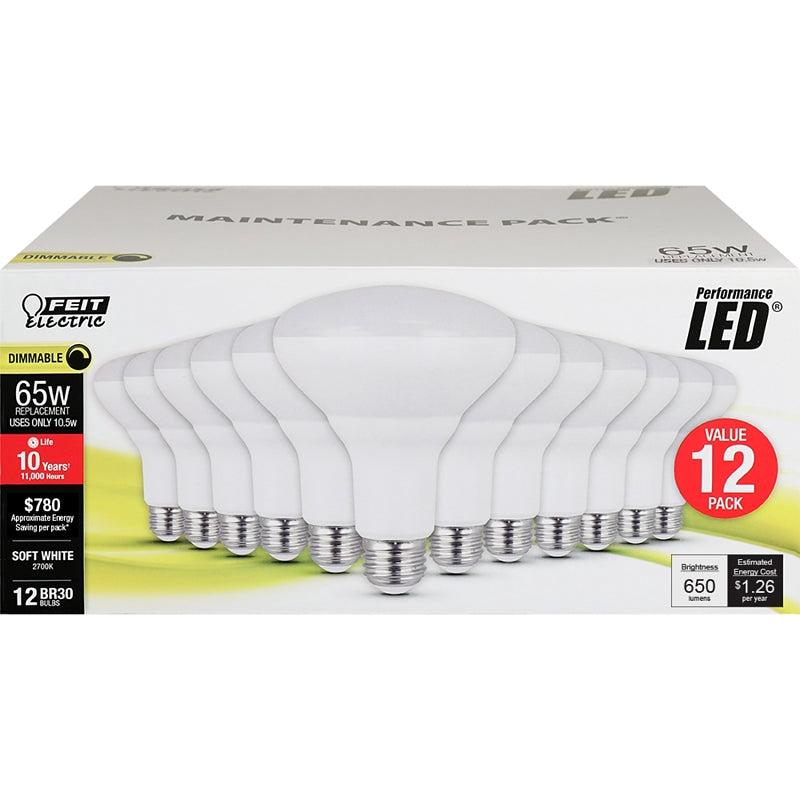 Feit Electric BR30DM/10KLED/MP/12 LED Bulb, Flood/Spotlight, 650 Lumens, 10.5 W, BR30 Lamp, 65 W Equivalent, Dimmable