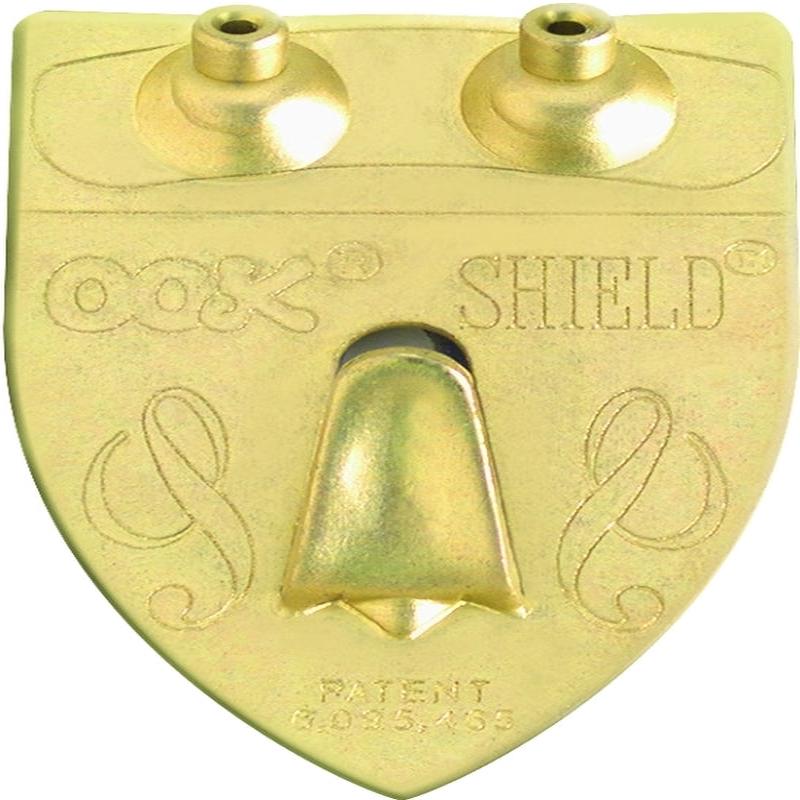 OOK 55005 Shield Hanger, 50 lb, Steel, Brass, Gold