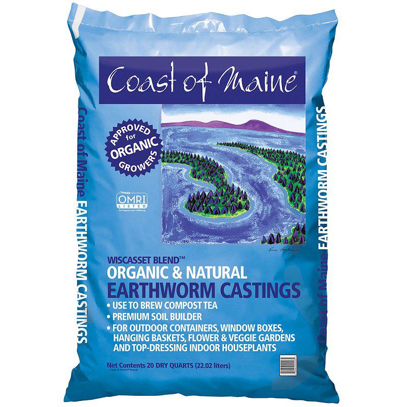 Coast of Maine Wiscasset Blend WI3500 Earthworm Casting, Dark Brown, Earthy Smell, 20 qt Bag
