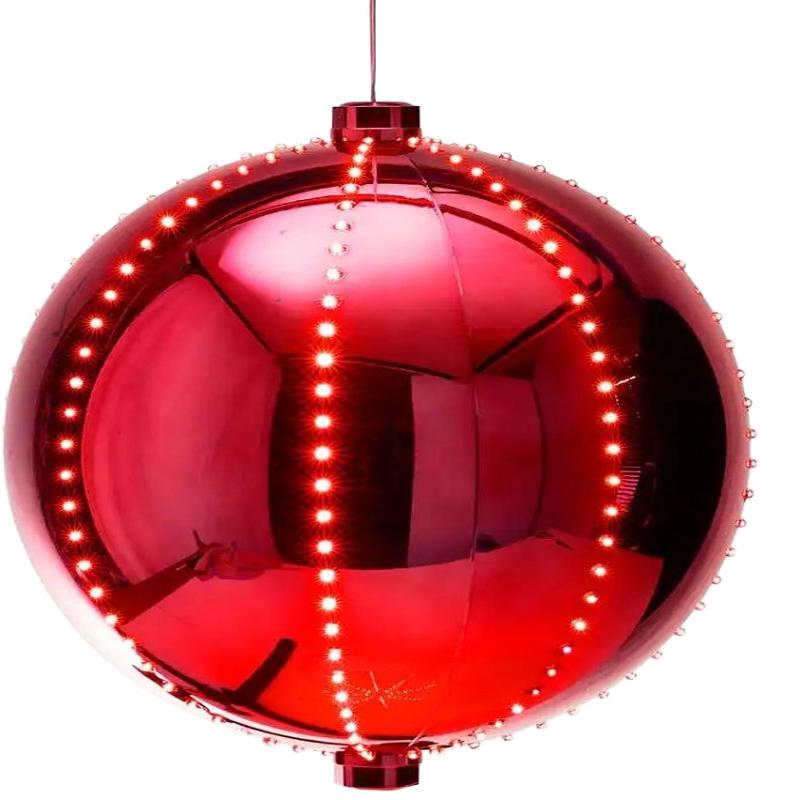 Santas Forest 60831 Ornament, 6 in H, Round Bulb, Plastic, Red, Internal Light/Music: Internal Light