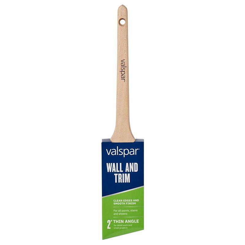Valspar Wall and Trim Series 882545300 Thin Sash Brush, Wood Handle, 2 in W, Angle Brush, Polyester Bristle, 1/PK