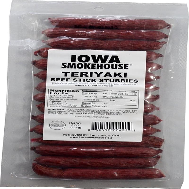 Iowa Smokehouse IS-8BSTT Beef Stick Stubbies, Teriyaki, 8 oz