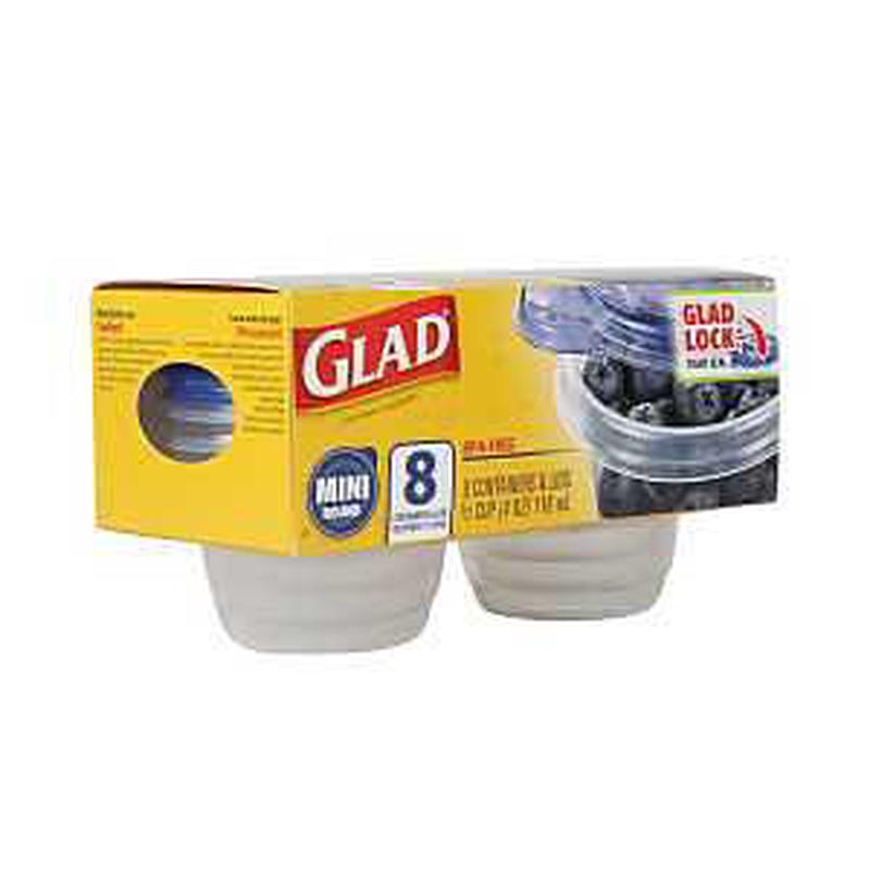 Glad BBG11038 Container, 4 oz, Plastic, Clear, 3.4 in Dia, 3 in H