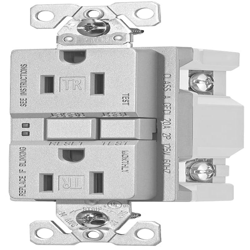 Eaton Wiring Devices TRSGF15SG-L GFCI Duplex Receptacle, Polycarbonate, Silver Granite, 2-Pole, 15 A, 125 V