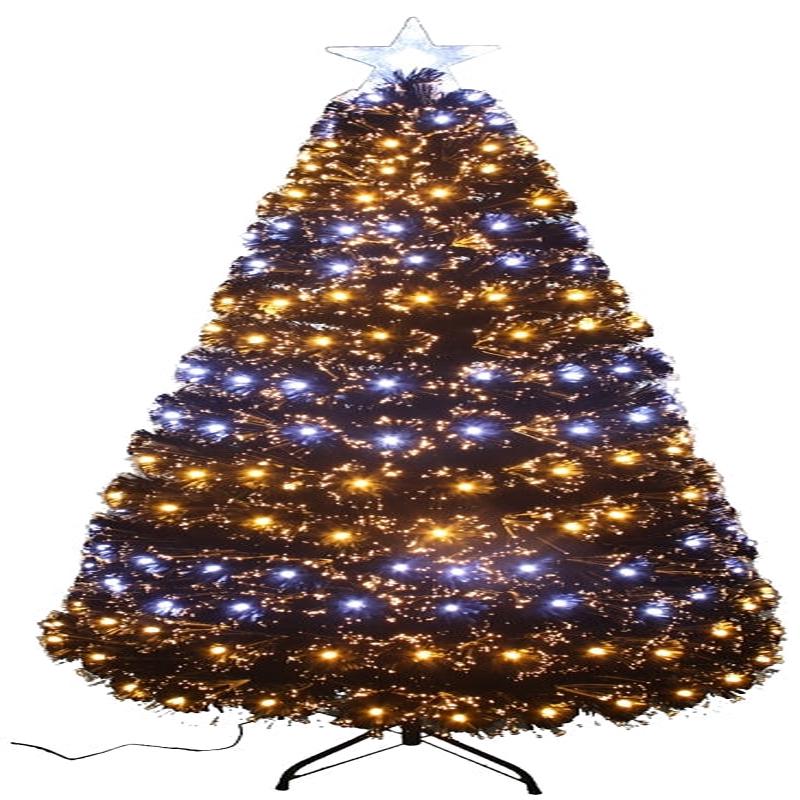 Santas Forest 54860 Fiber Optic Tree, 6 ft H, Plug In, Fiber Optic/G15 Bulbs Bulb, White Light