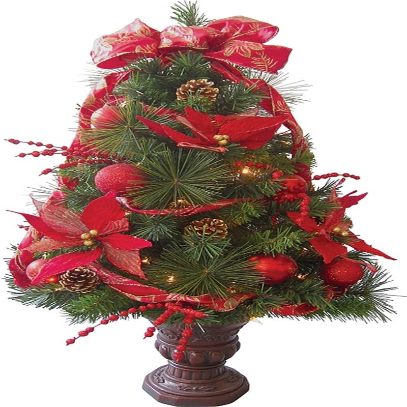 TOPIARY LIT RED PNSTTA TREE 32