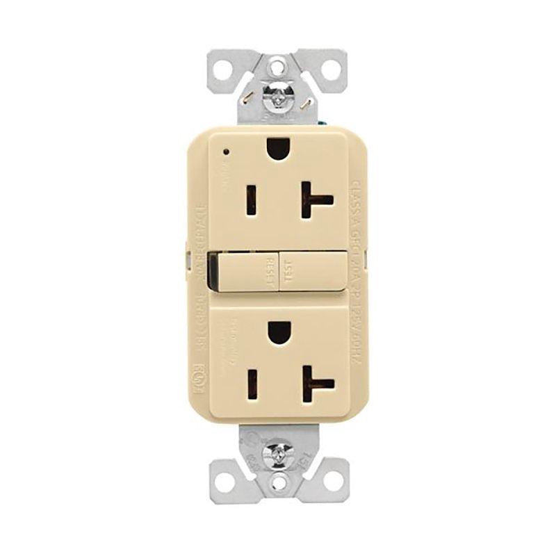 Eaton GF20V-BX-L GFCI Receptacle, 125 V, 20 A, NEMA: NEMA 5-20R, Back, Side Wiring, Ivory