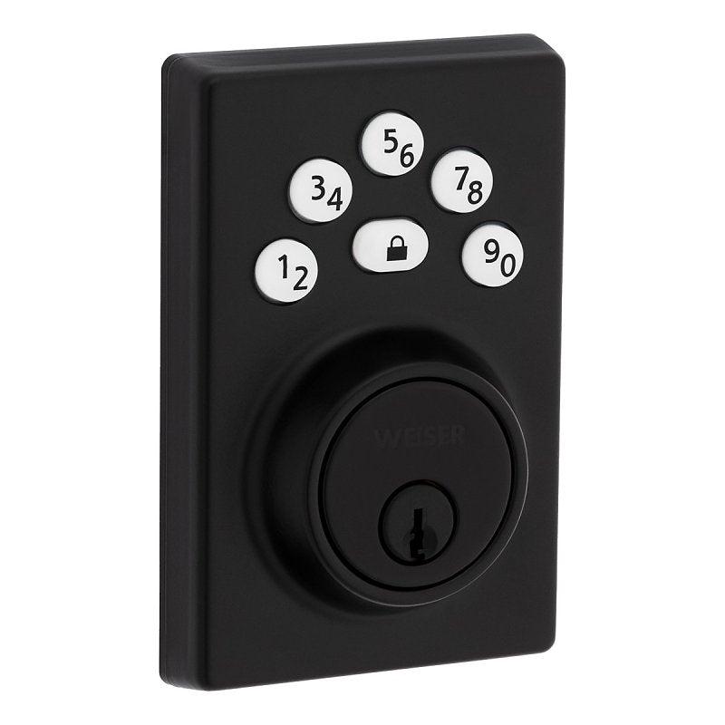 Weiser Elements 9GED92400-006 Deadbolt, 3 Grade, Keypad Key, Zinc, Matte Black, 1-3/8 to 1-3/4 in Thick Door