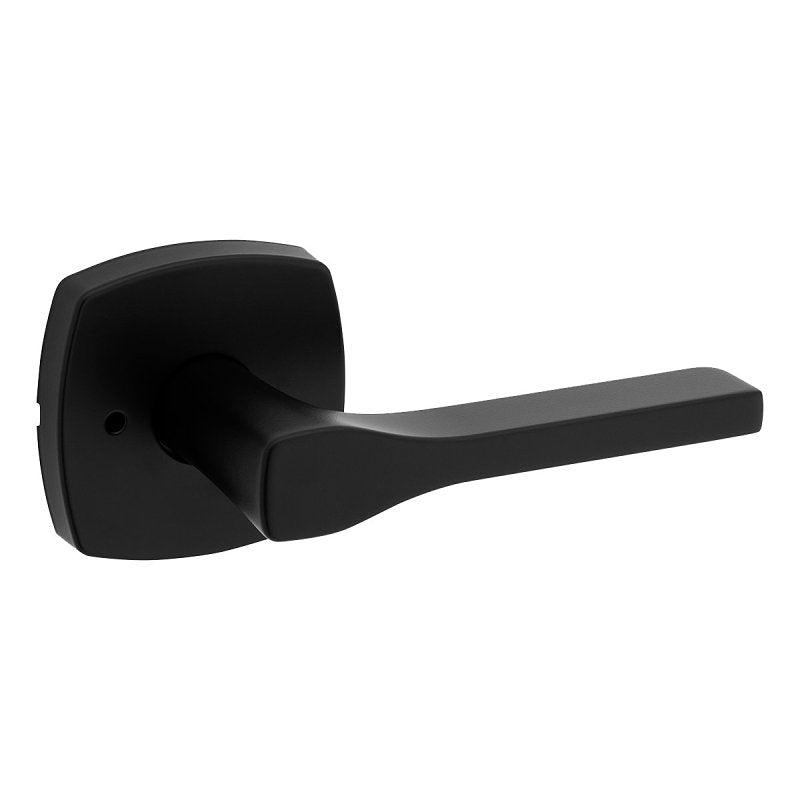 Weiser Prague 9GLA3310-137 Privacy Door Handle, Transitional Design, Lever Handle, Matte Black, Zinc, Pushbutton