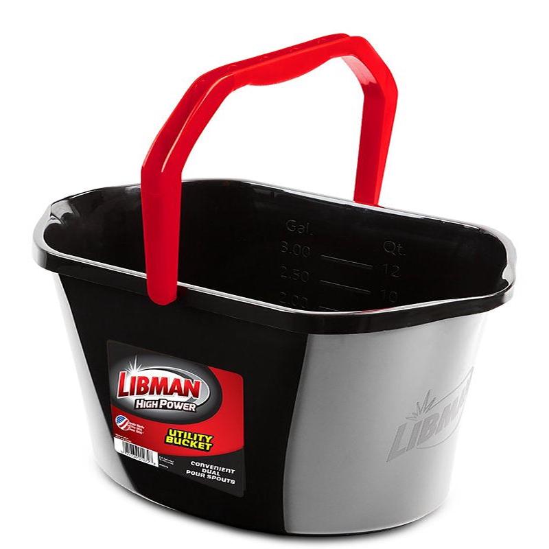 Libman 1272 Oval Utility Bucket, 3.5 gal Capacity, 15.81 in Dia, Polymer, Black