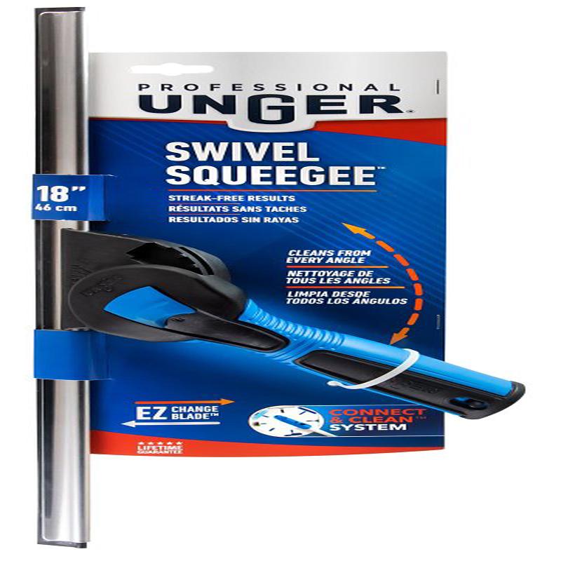 Unger Professional 985510 Swivel Squeegee, 18 in Blade, Poly Blade