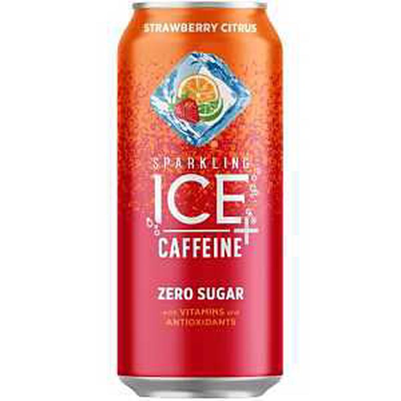 Sparkling Ice 695534 Caffeine Strawberry Citrus Sparkling Water, 16 fl-oz Can